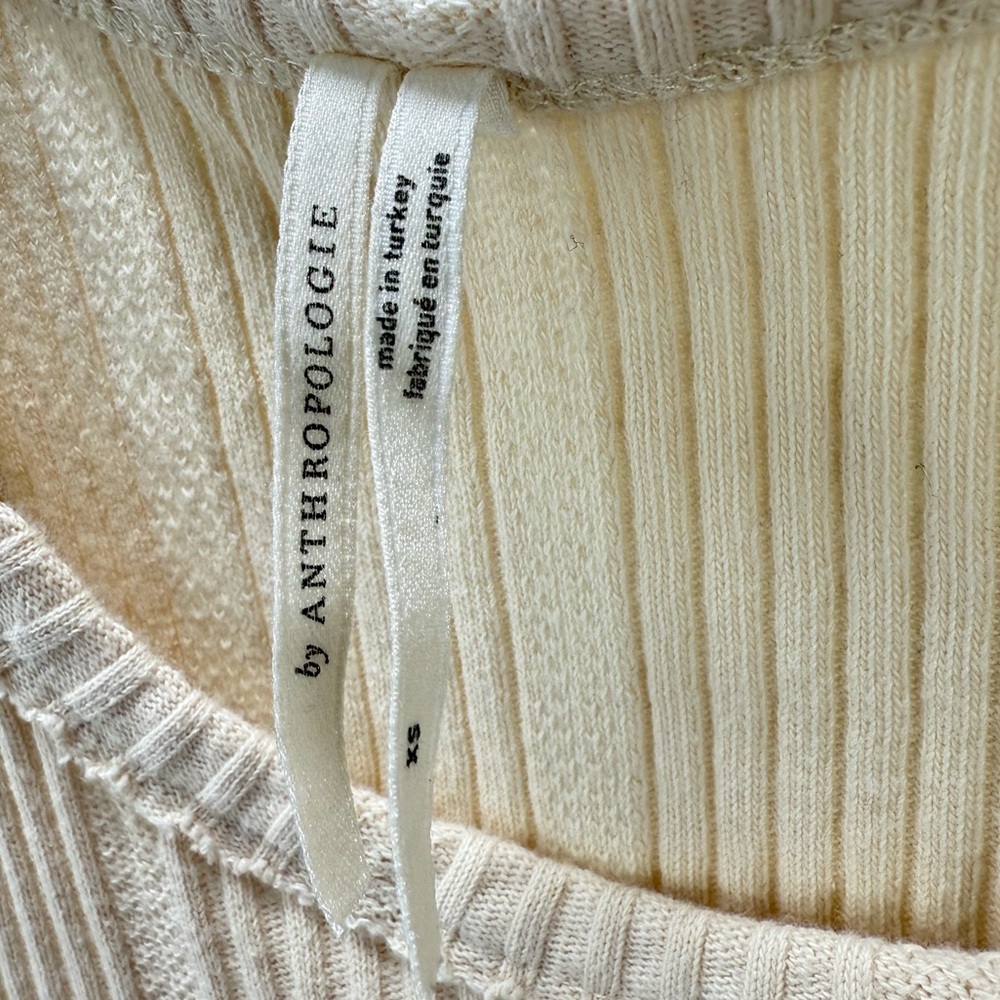Anthropologie Robin Ribbed Tank Top Ecru XS - Picture 6 of 8
